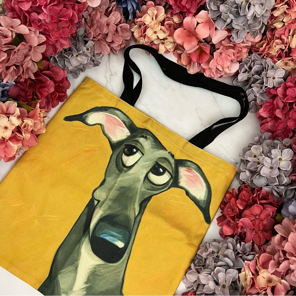 Eco-Friendly Sly Gray Greyhound Dog Folding Tote Bag - Picture 4 of 13